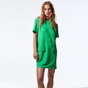 Zara Chic Green Short Sleeve Dress